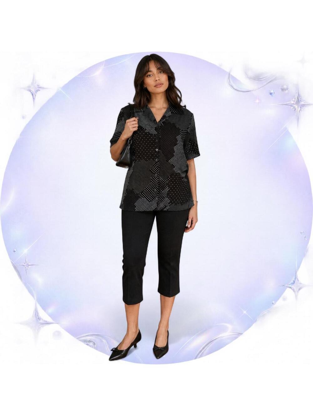 Vintage 80s/90s Joan Leslie Mixed Polka Dot Blouse Size 12